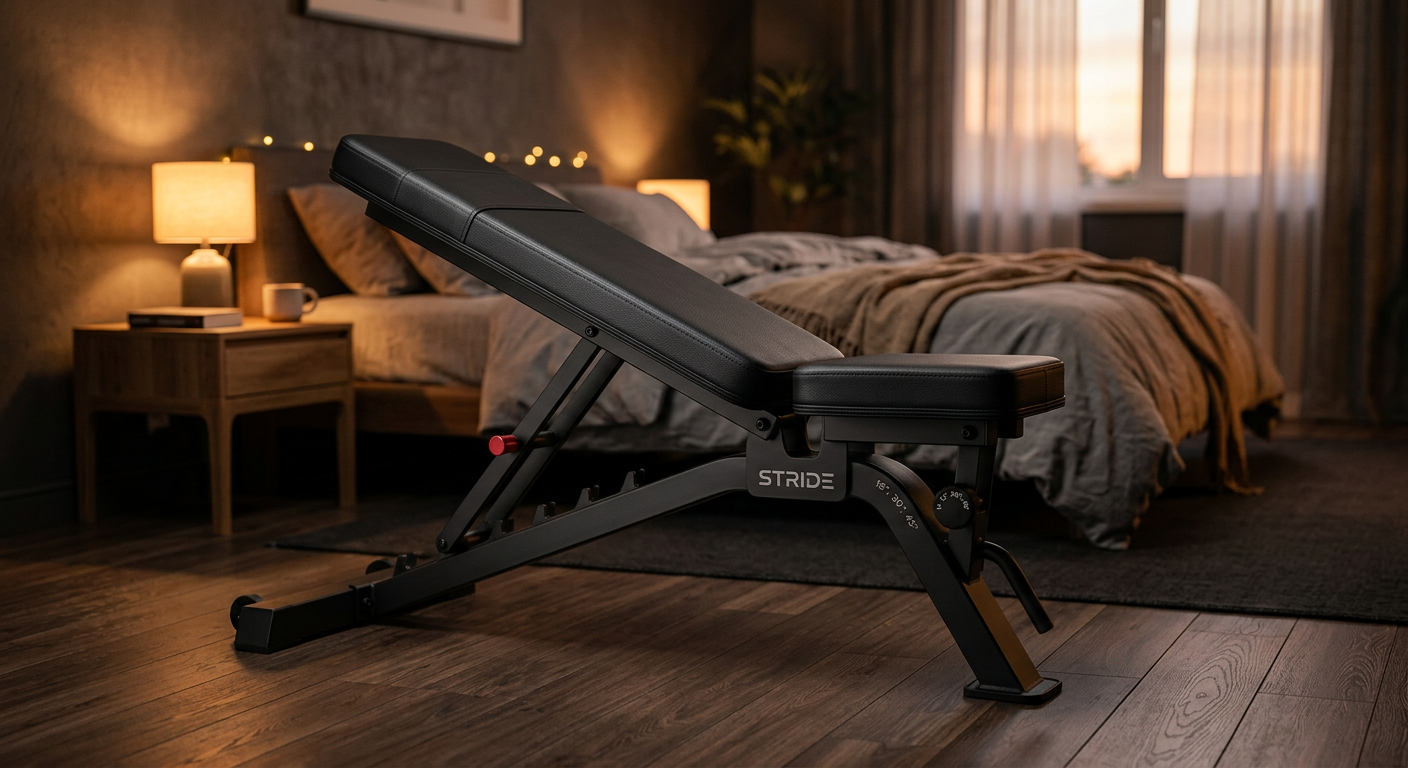 Support bench in a warm bedroom setting